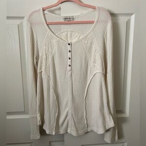 Knox Rose cream thermal long sleeve crotchet detail x1